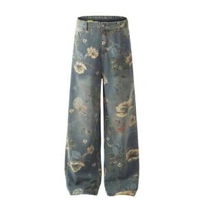 NEW PRODUCTSEEKER women's street style printed straight leg casual pants in blue